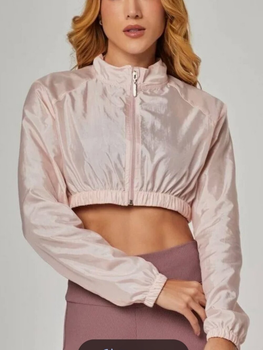 Vestem Cropped Shimmery Wish Windbreaker Jacket - Baby Pink